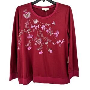 Farmers Market By OneWorld Floral Embroidered Boho Shirt Womens Plus Size 2X